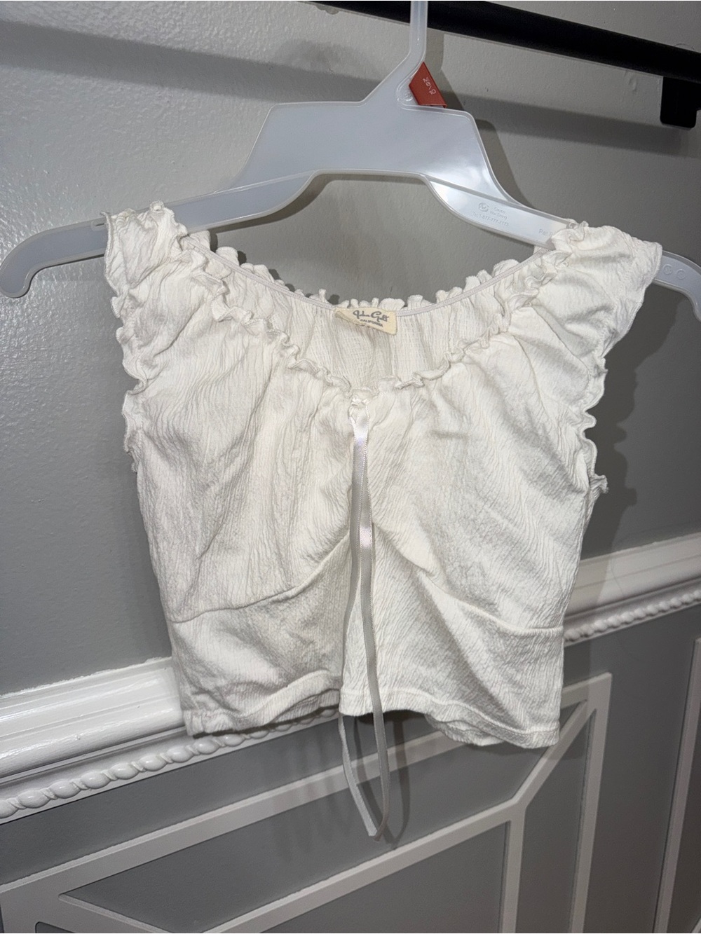 Pacsun (John Galt) White Ruched Tie-Front Crop Top - Women
